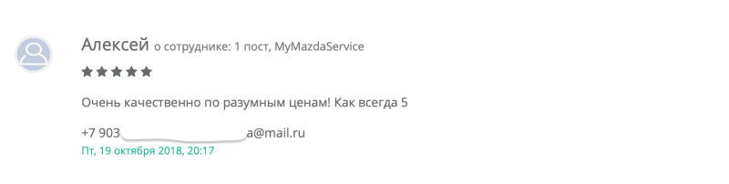 Отзывы клиентов сервиса MyMazdaService